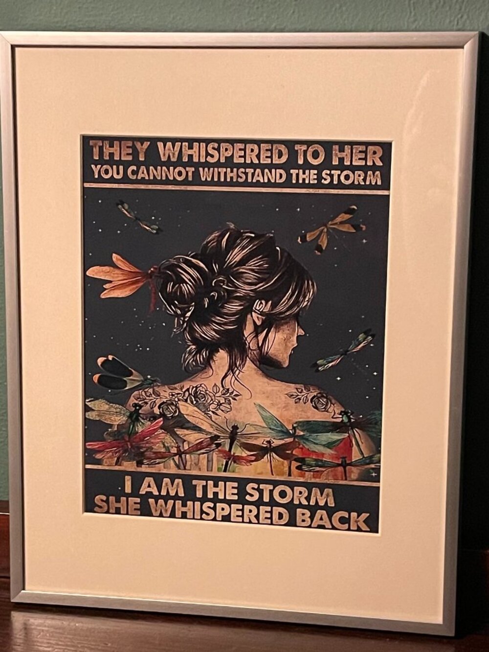 NEW "I AmThe Storm" Matted/Framed InspireQuote Boho Fem Dragonfly Wall Art Print - Picture 7 of 14